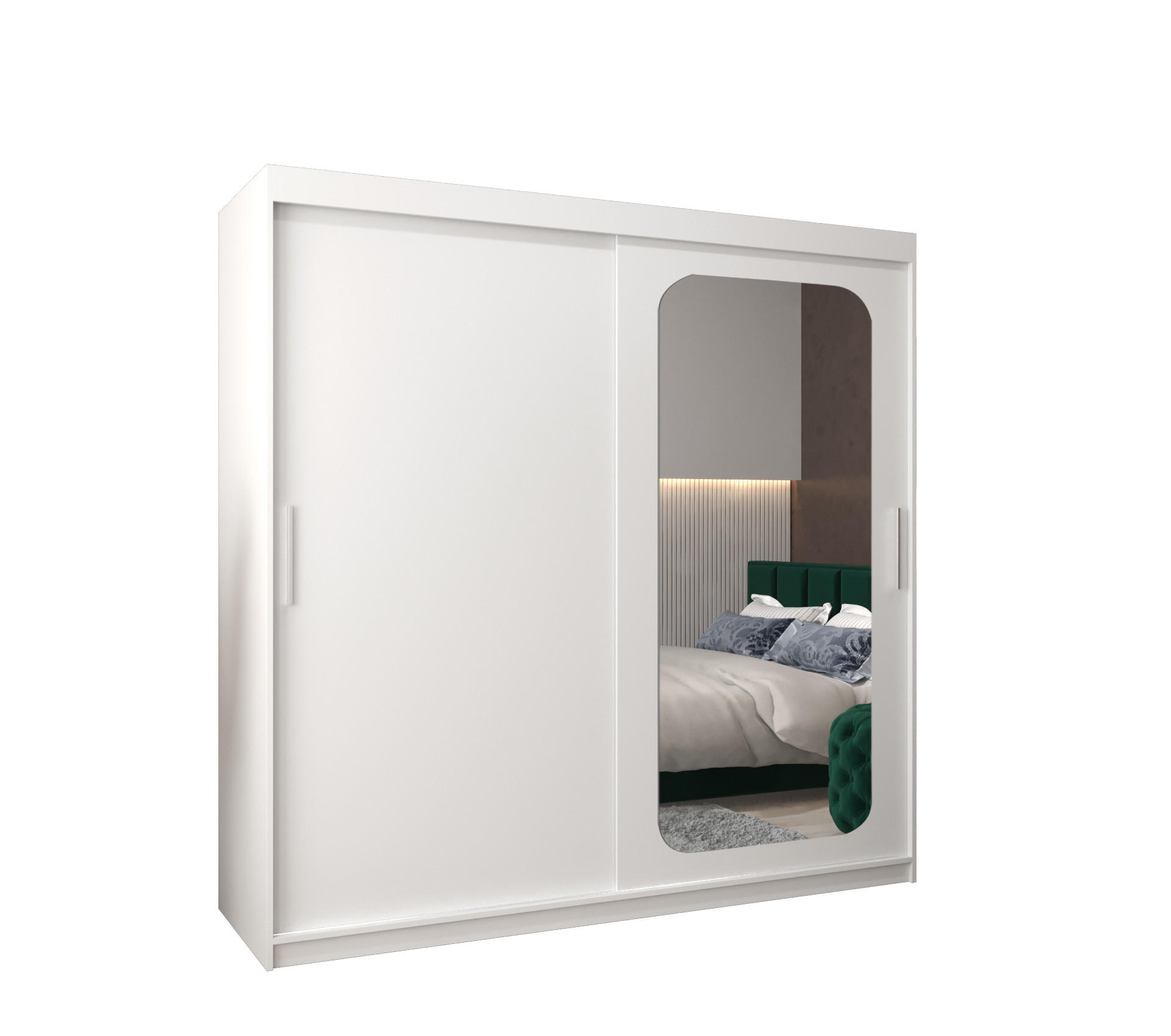 SCHWEBETÜRENSCHRANK 200/200/62 2-türig - Silberfarben/Weiß, Holz/Kunststoff (200/200/62cm) - MÖBEL KRYSPOL