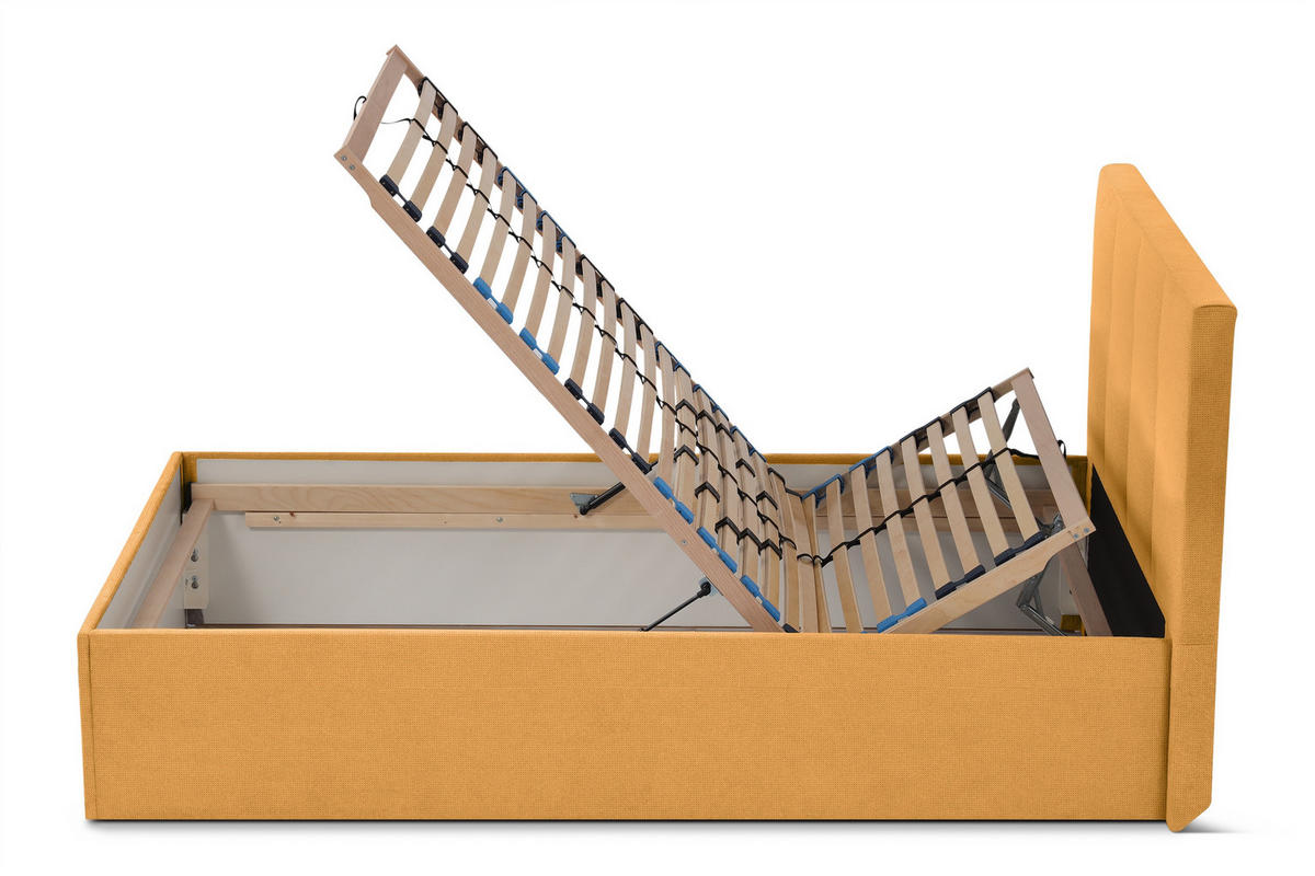 POLSTERBETT Dalas Gold 140 x 200 x 40 cm Bettkasten Mit hochwertiger Matratze H2 (bis 100 kg) und Lattenrost - Goldfarben, Holz (140/200cm) - Halmon Schlafkomfort Betten 