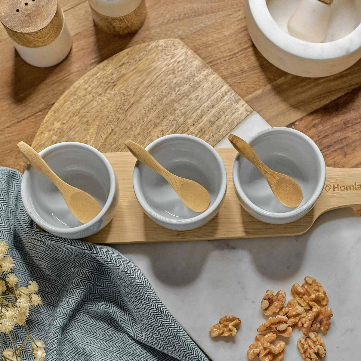 SERVIERSCHALENSET Fincan Weiß 32/8 cm - Weiß, Keramik (8/8/32cm) - Homla