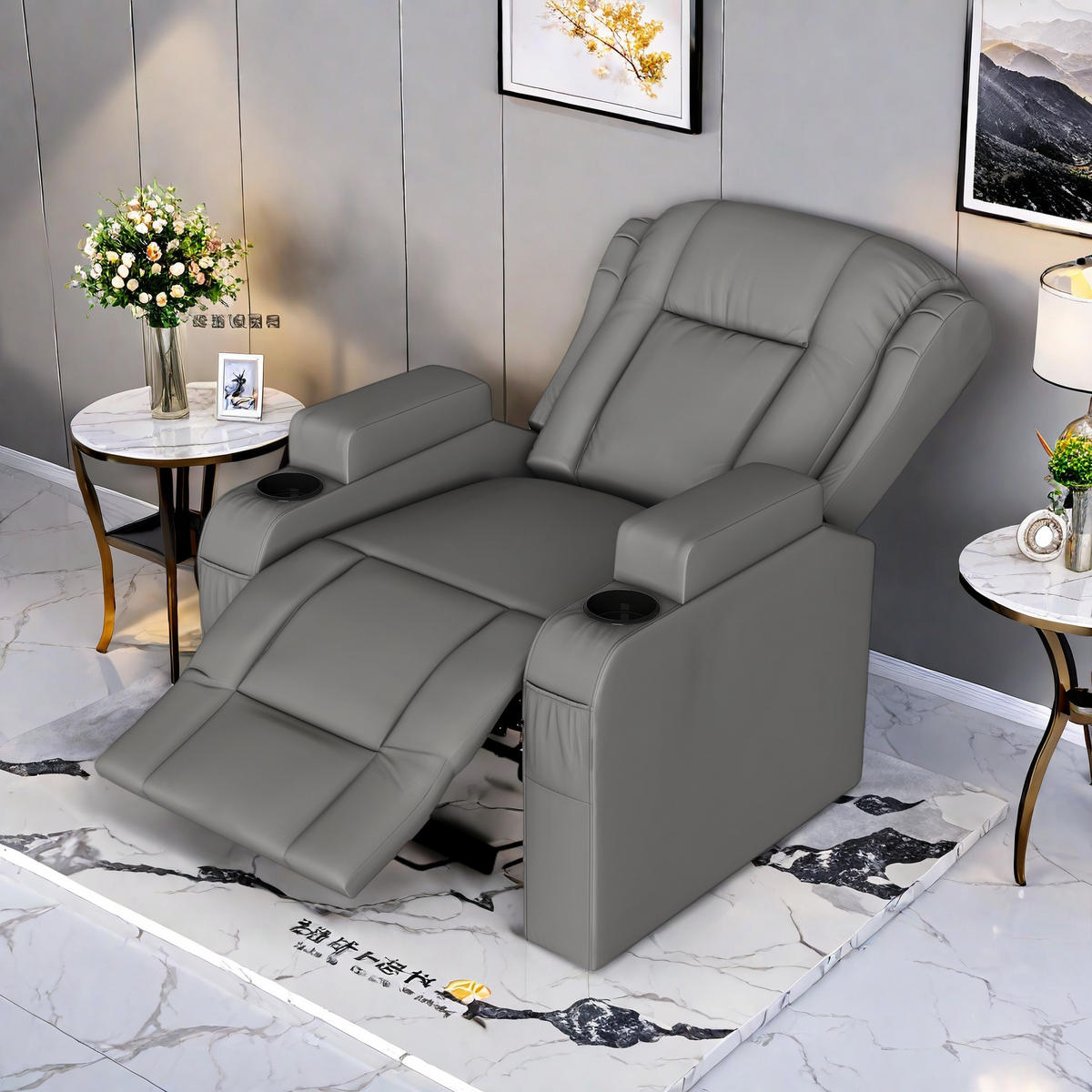 MASSAGESSESSEL GRAU HEIZUNG VIBRATION - Grau, Metall (102/105/93cm) - SHOPENTRA