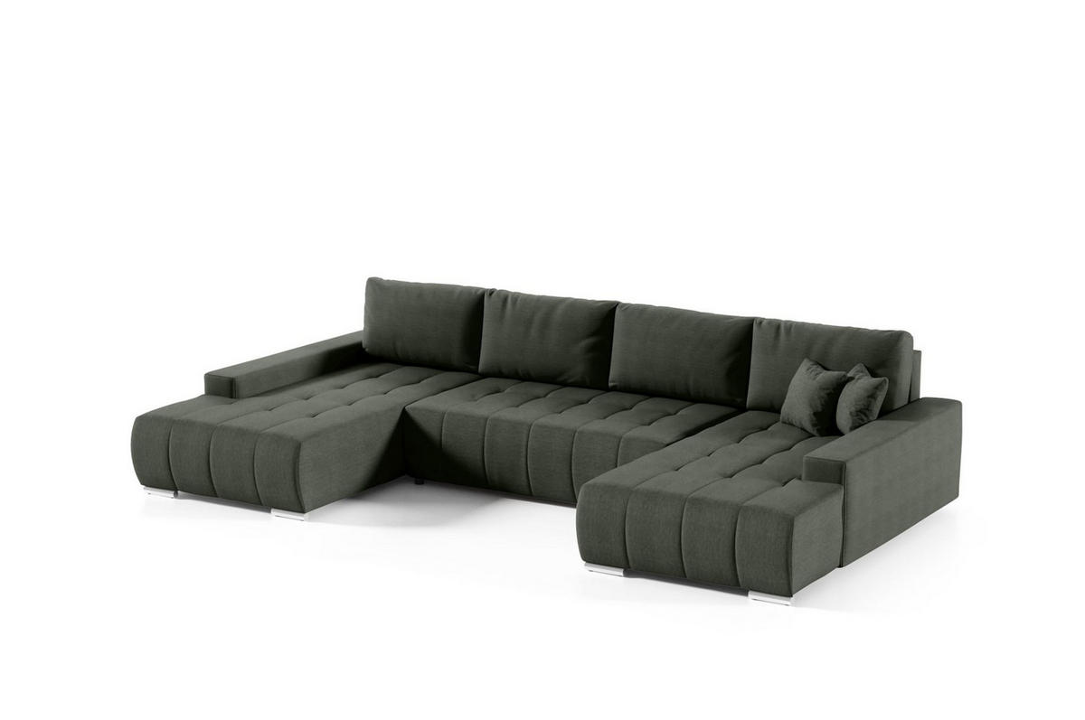 WOHNLANDSCHAFT Vogar In Aulla - Dunkelgrün, Holzwerkstoff/Textil (350/85/185cm) - Fun Möbel
