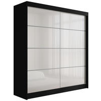 KLEIDERSCHRANK PEKA III - 200 cm - Schwarz|Weiß - Schwarz/Weiß, Holzwerkstoff (200/215/61cm) - ALTDECOR