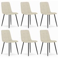 STUHL CETARA 6-er Set, Beige, Schwarz, mit Samtstoff gepolstert - Beige, Textil/Metall (45/87/51cm) - Komodee