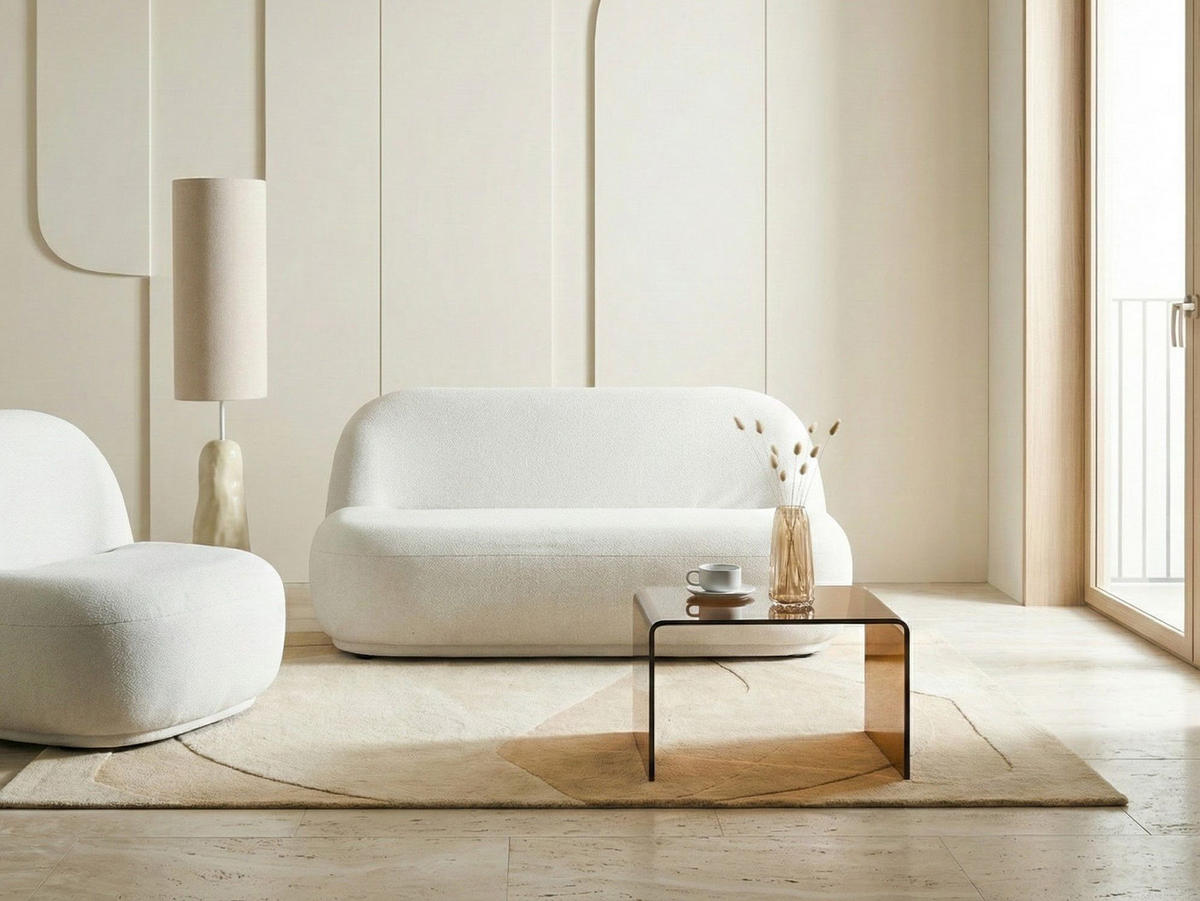 2-SITZER-SOFA Stoff Cremeweiß Lovberg - Creme, Textil (138/74/80cm) - Beliani