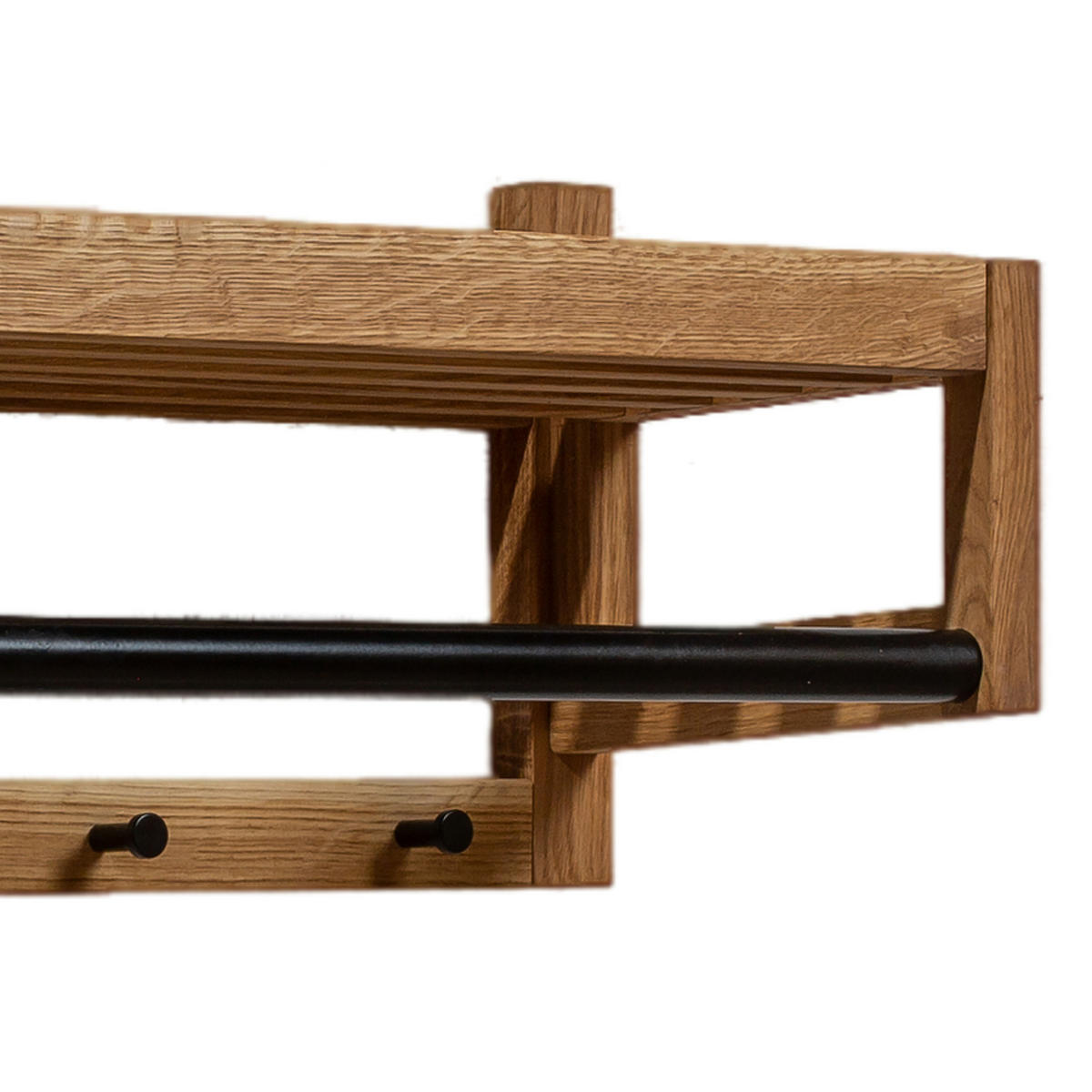 WANDGARDEROBE Bo, Eiche und schwarzes Metall, 26/88/26 cm - Beige, Holz (88/26/26cm) - WOODEK