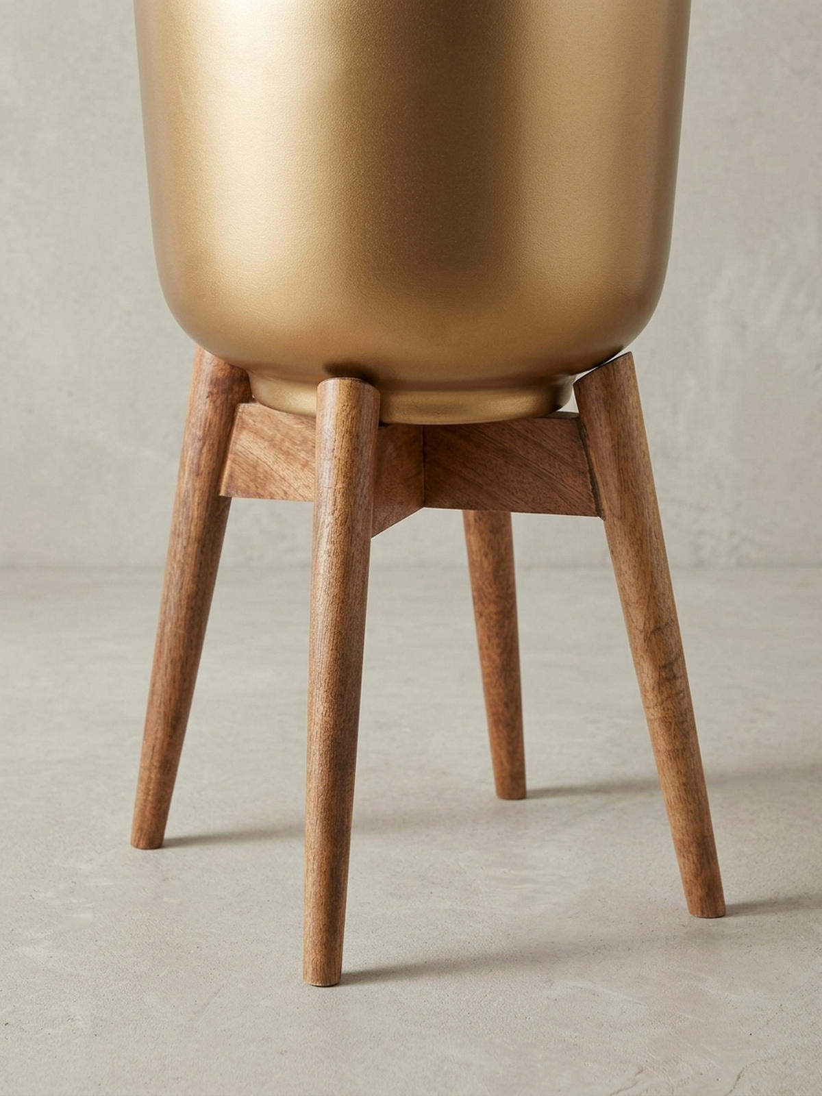 PFLANZKÜBEL Set Alu und Holz Gold/Braun modern 2-teilig - Goldfarben, Metall (51cm) - KADIMA DESIGN