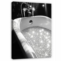 BILDER Abstrakt Schwrz weiß Modern Badezimmer 60x40 - Schwarz, Holzwerkstoff (40/60cm) - Wallarena