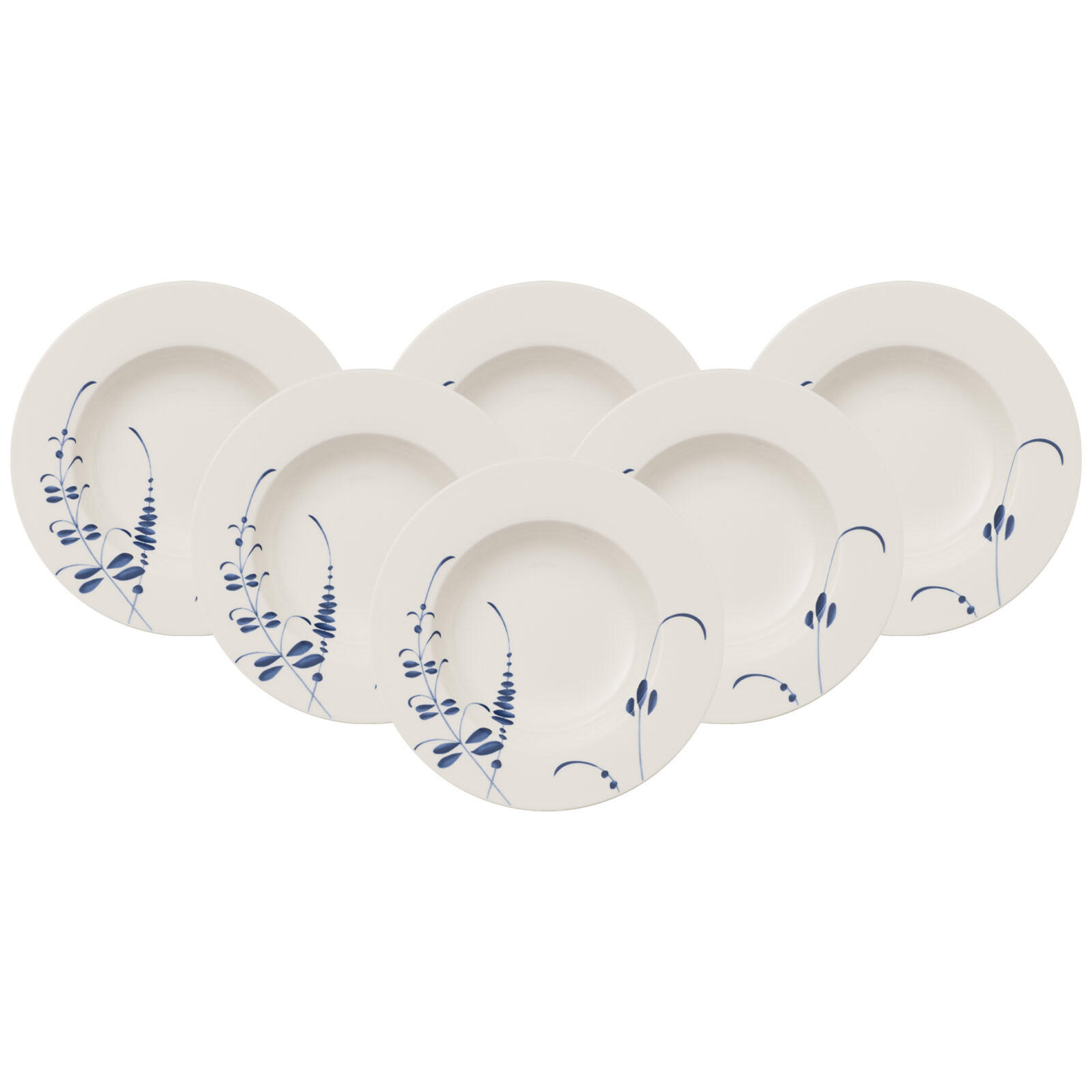 SUPPENTELLER Vieux Luxembourg Brindille weiß-blau ø 24,2 cm 6er Set - Blau/Weiß, Keramik (24.2cm) - Villeroy & Boch
