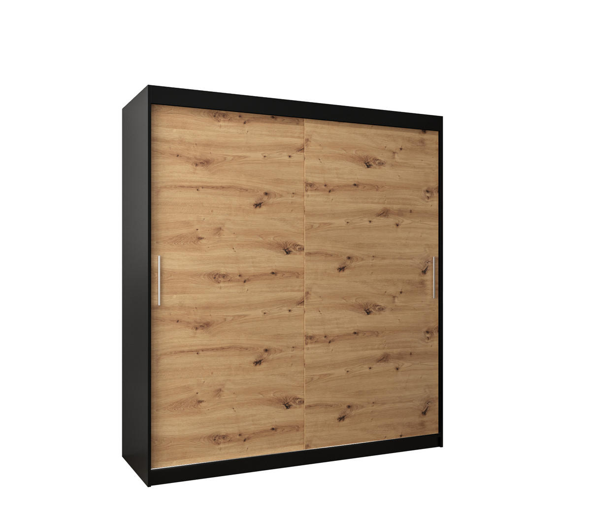 SCHWEBETÜRENSCHRANK 200/180/62 2-türig - Silberfarben/Schwarz, Holz/Kunststoff (180/200/62cm) - Abiks Möbel