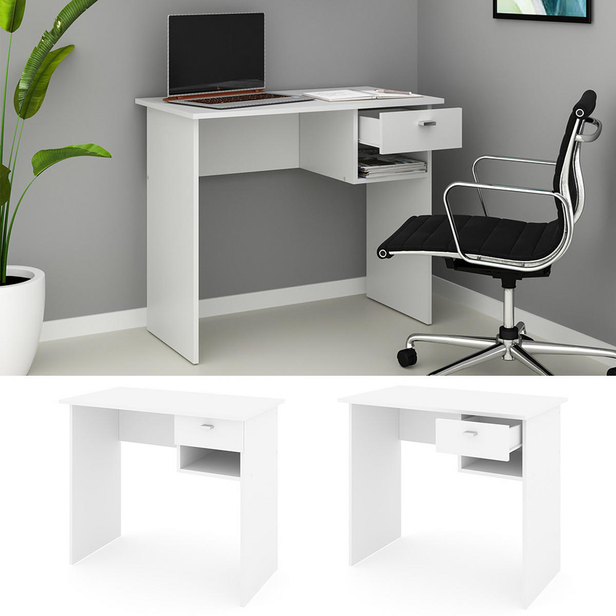 SCHREIBTISCH Colin Weiß 90 x 50 cm - Weiß, Holzwerkstoff (50/90/74.6cm) - Vicco