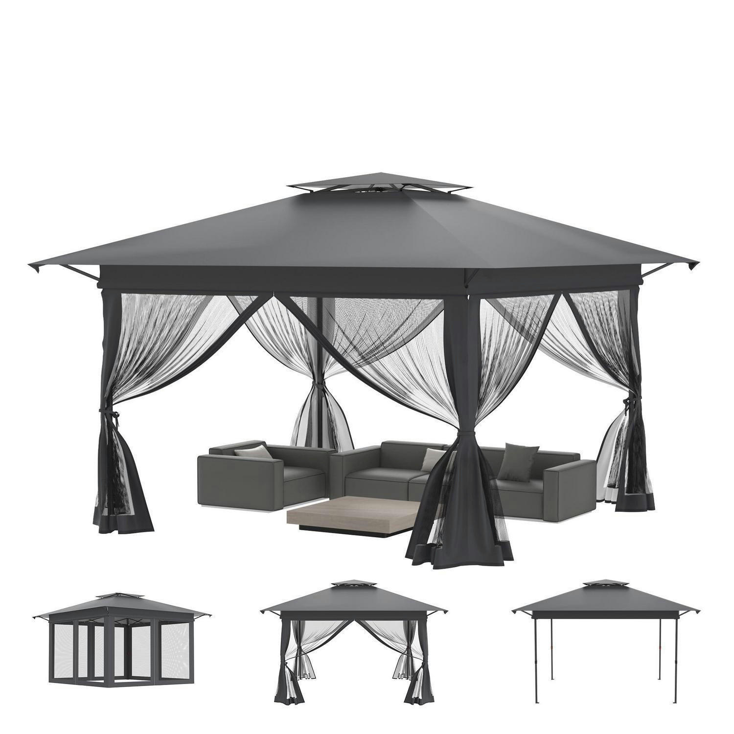 XXXLutz Gartenpavillon Anthrazit 400x285x400 cm