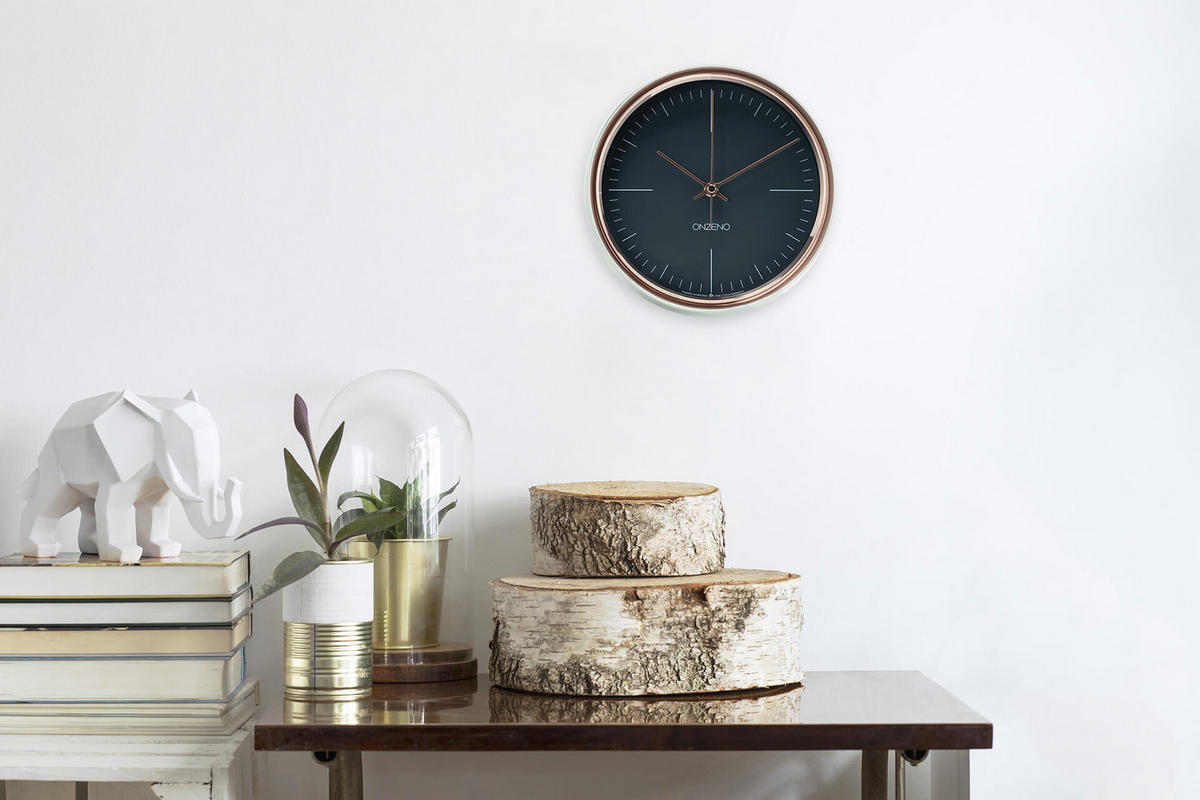 WANDUHR Design Schwarz 22/22 cm - Schwarz, Glas/Holzwerkstoff (0.6/22.4/8cm) - ONZENO