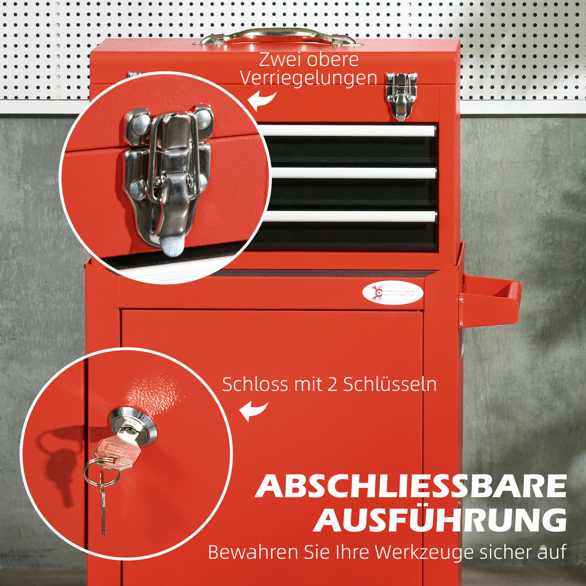 WERKSTATTWAGEN 2-in-1 , Stahl, Rot - Rot, Metall (46/94/28cm) - DURHAND
