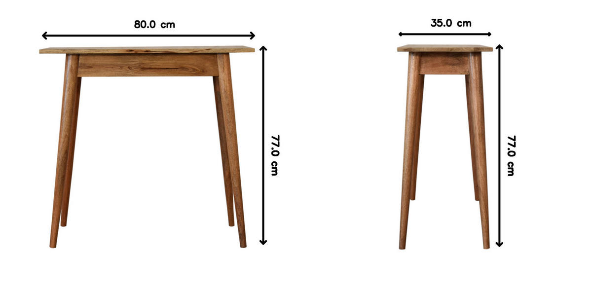 SCHREIBTISCH in Eichen-Finish, 1 Schublade, Nordische Beine, Beige - Messingfarben/Braun, Holz/Metall (35/80/77cm) - Artisan Furniture