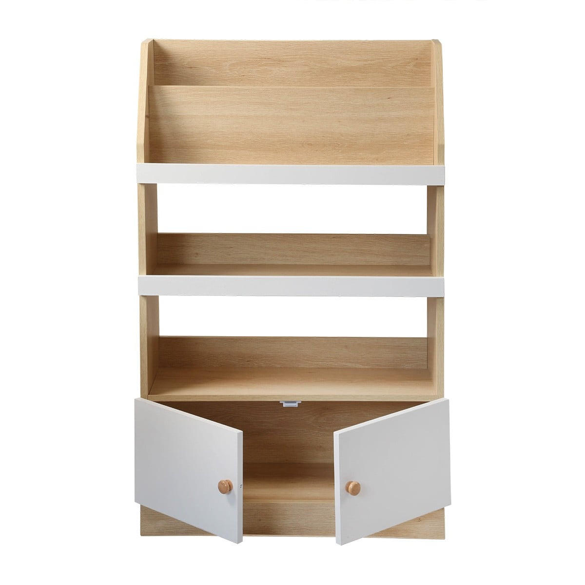 AUFBEWAHRUNGSREGAL mit 2 Türen für Kinder 106/25,5/62,8 cm - Eschefarben, Holzwerkstoff (25.5/106/32cm) - Calicosy