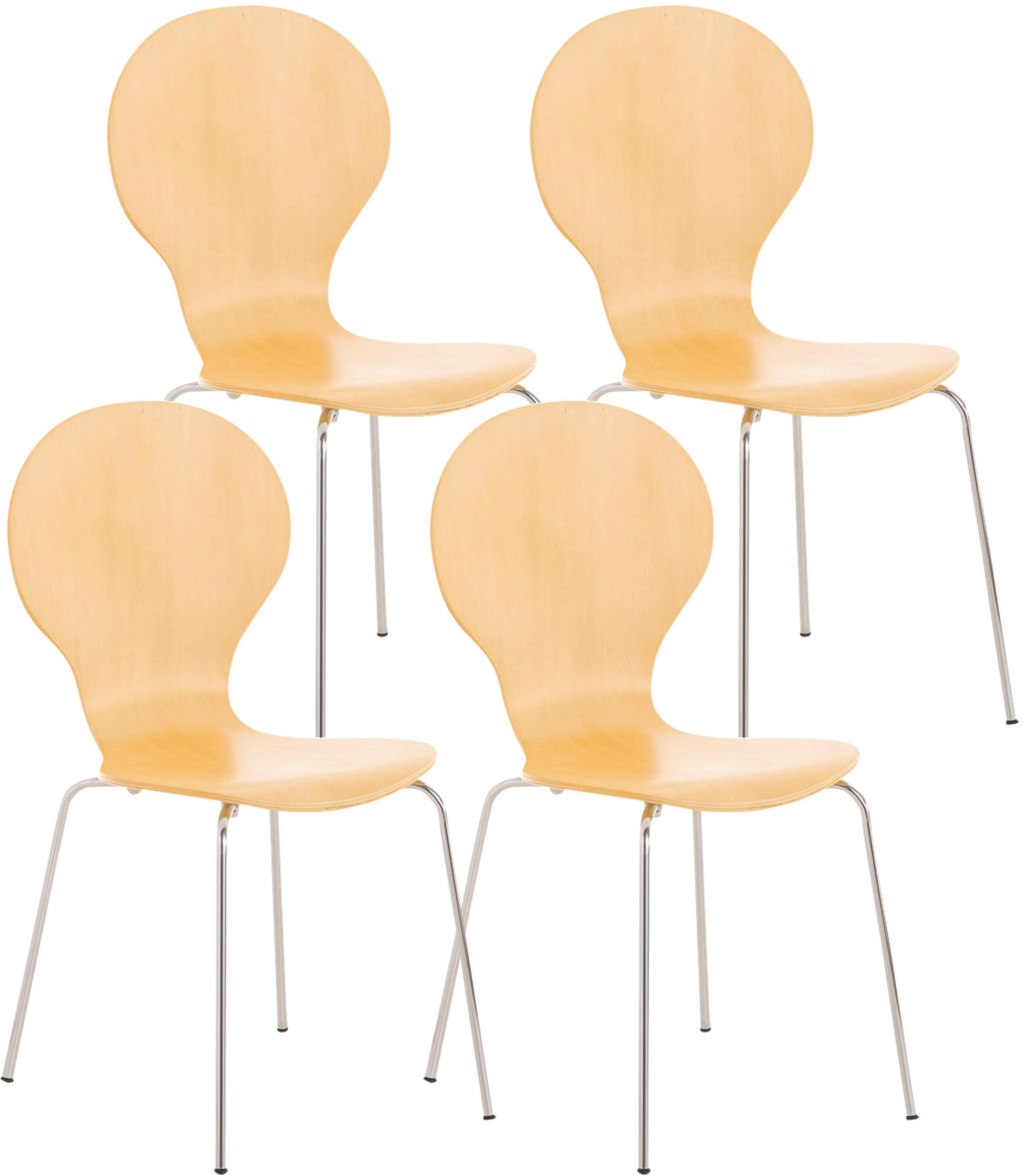 BESUCHERSTUHL 4er Set Holz natura - Eukalyptusholzfarben, Holz/Metall (43/86/45cm) - CLP