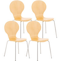 BESUCHERSTUHL 4er Set Holz natura - Eukalyptusholzfarben, Holz/Metall (43/86/45cm) - CLP