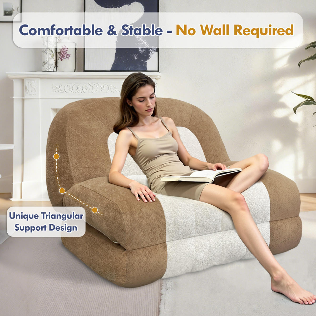 SCHLAFSESSEL Beige 100cm - Beige, Textil (100/96/90cm) - Vercart