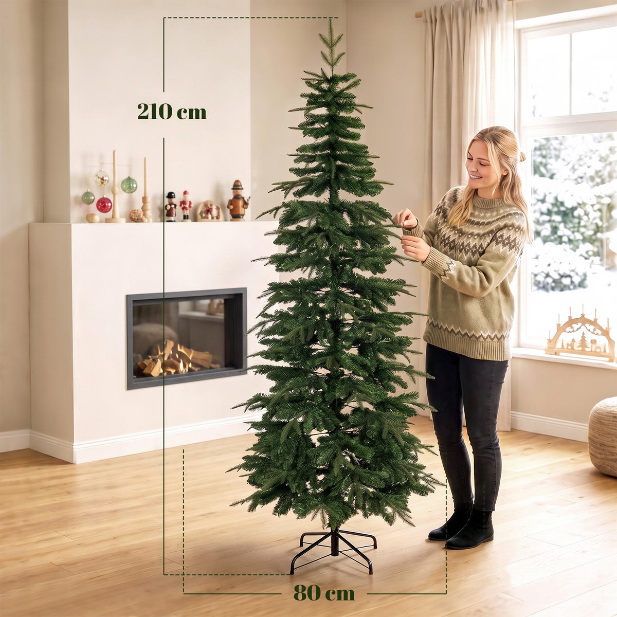 KÜNSTLICHER-WEIHNACHTSBAUM PE PVC Grün - Grün, Kunststoff (210cm) - HOMCOM