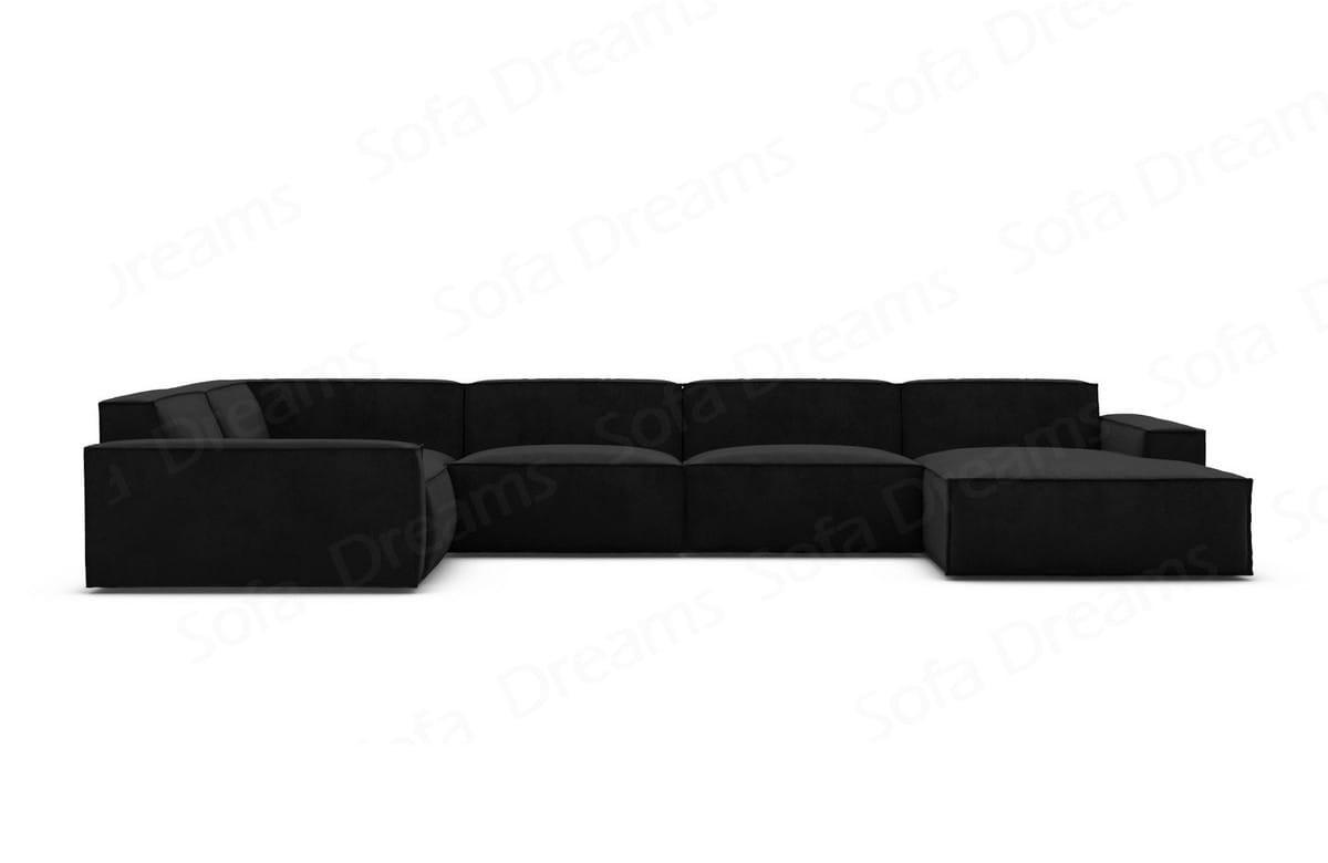 WOHNLANDSCHAFT Beluga Schwarz Samtstoff - Schwarz, Kunststoff (313/73/181cm)