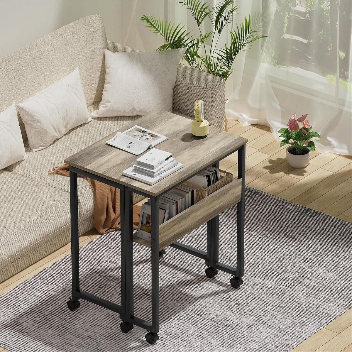 SCHREIBTISCH Klappbar mit Rollen Sandeiche 80 cm - Sandfarben, Holzwerkstoff (50/80/75cm)