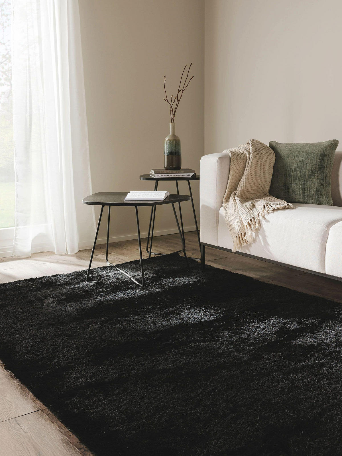 HOCHFLORTEPPICH Whisper Schwarz 200x290 cm - Schwarz, Textil (200/290cm) - benuta Nest