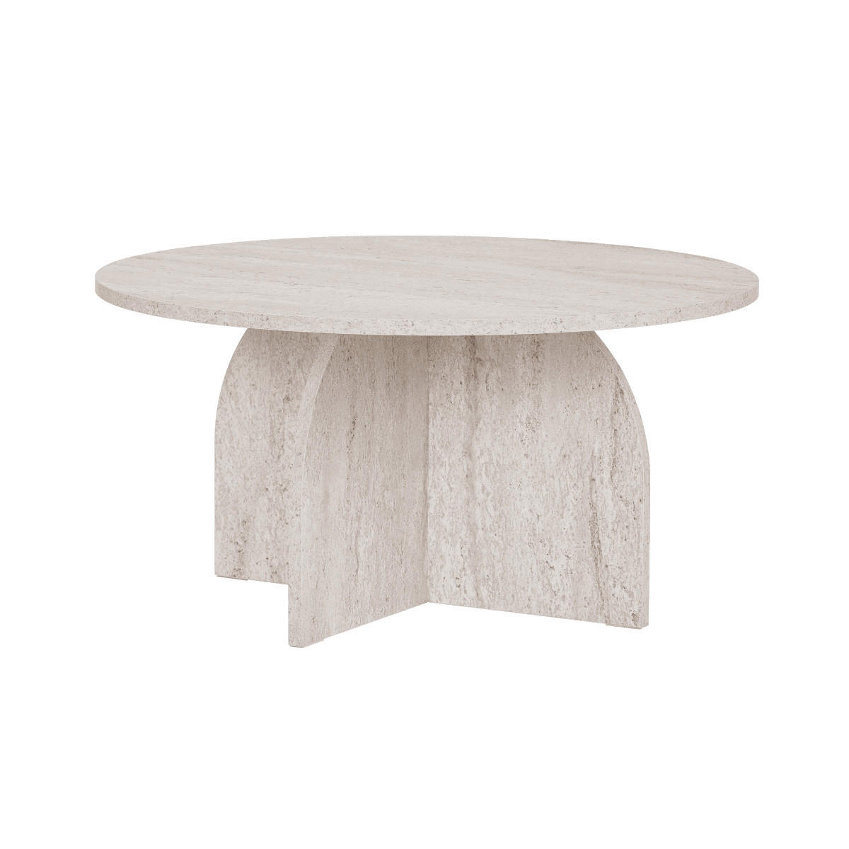 KONFERENČNÍ stolek s kulatou deskou, průměr 80 cm - CLOVER - béžová, kompozitní dřevo (80/80/40cm) - Calicosy