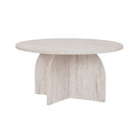 KONFERENČNÍ stolek s kulatou deskou, průměr 80 cm - CLOVER - béžová, kompozitní dřevo (80/80/40cm) - Calicosy