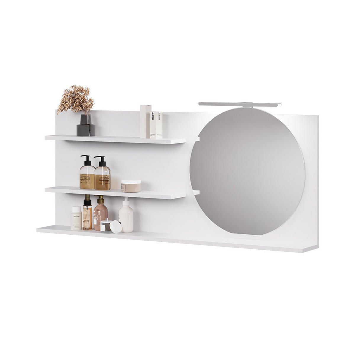 BADSPIEGELSCHRANK Avena Weiß 120 x 50 cm mit 3 offenen Fächern - Weiß, Holzwerkstoff (120/50/13.5cm) - Vicco