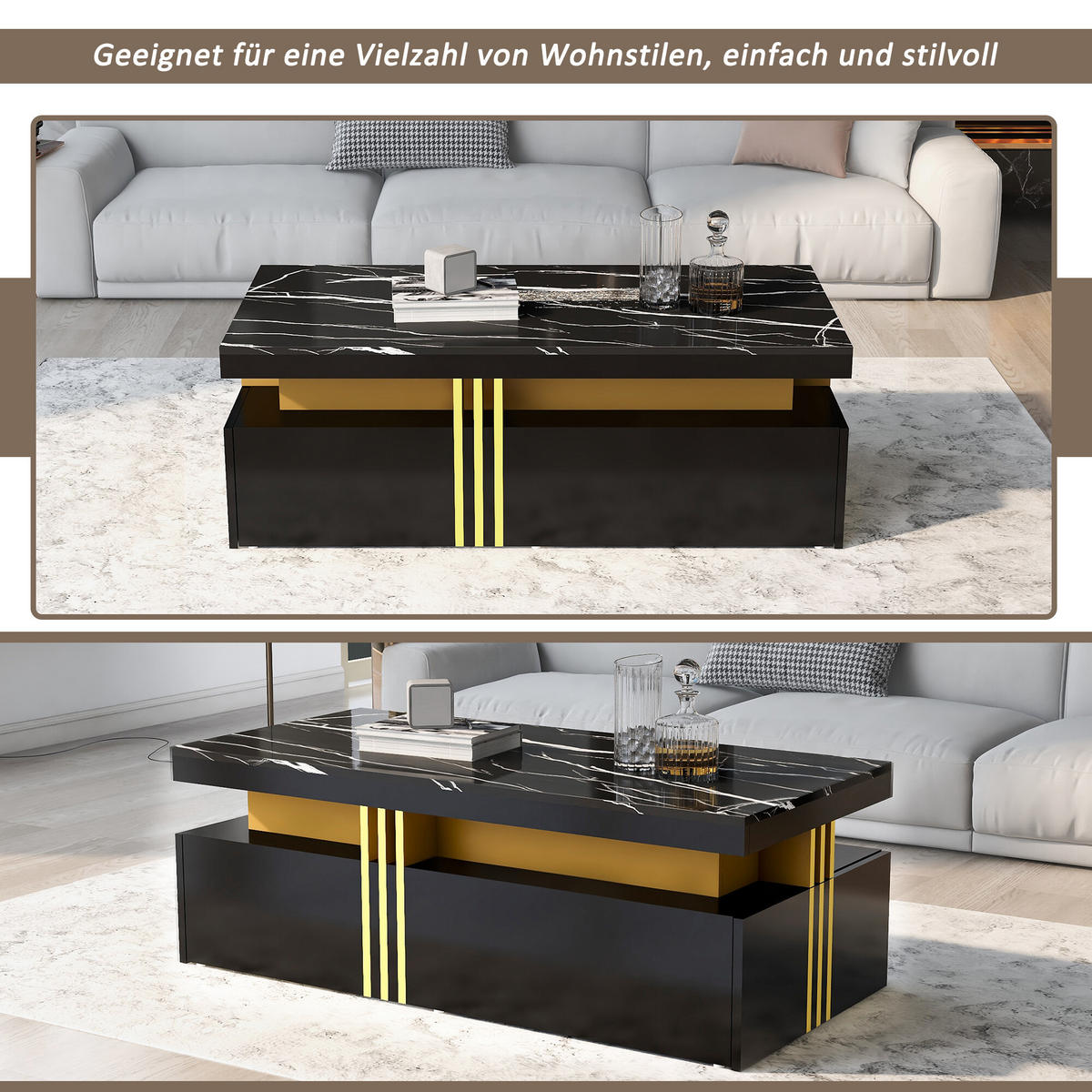COUCHTISCH Schwarz 100/50/40CM - Schwarz, Holzwerkstoff/Metall (100/50/40cm) - Urban Meuble