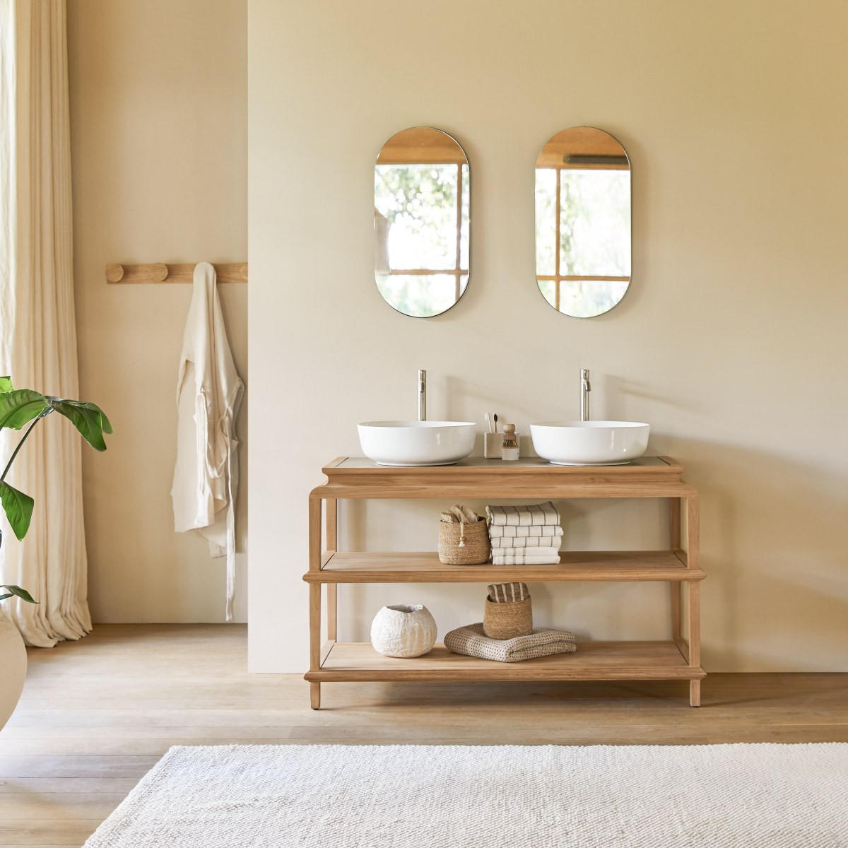 WASCHTISCHUNTERSCHRANK Achille Natur aus Teak - Naturfarben, Holz (134/80/55cm) - Tikamoon