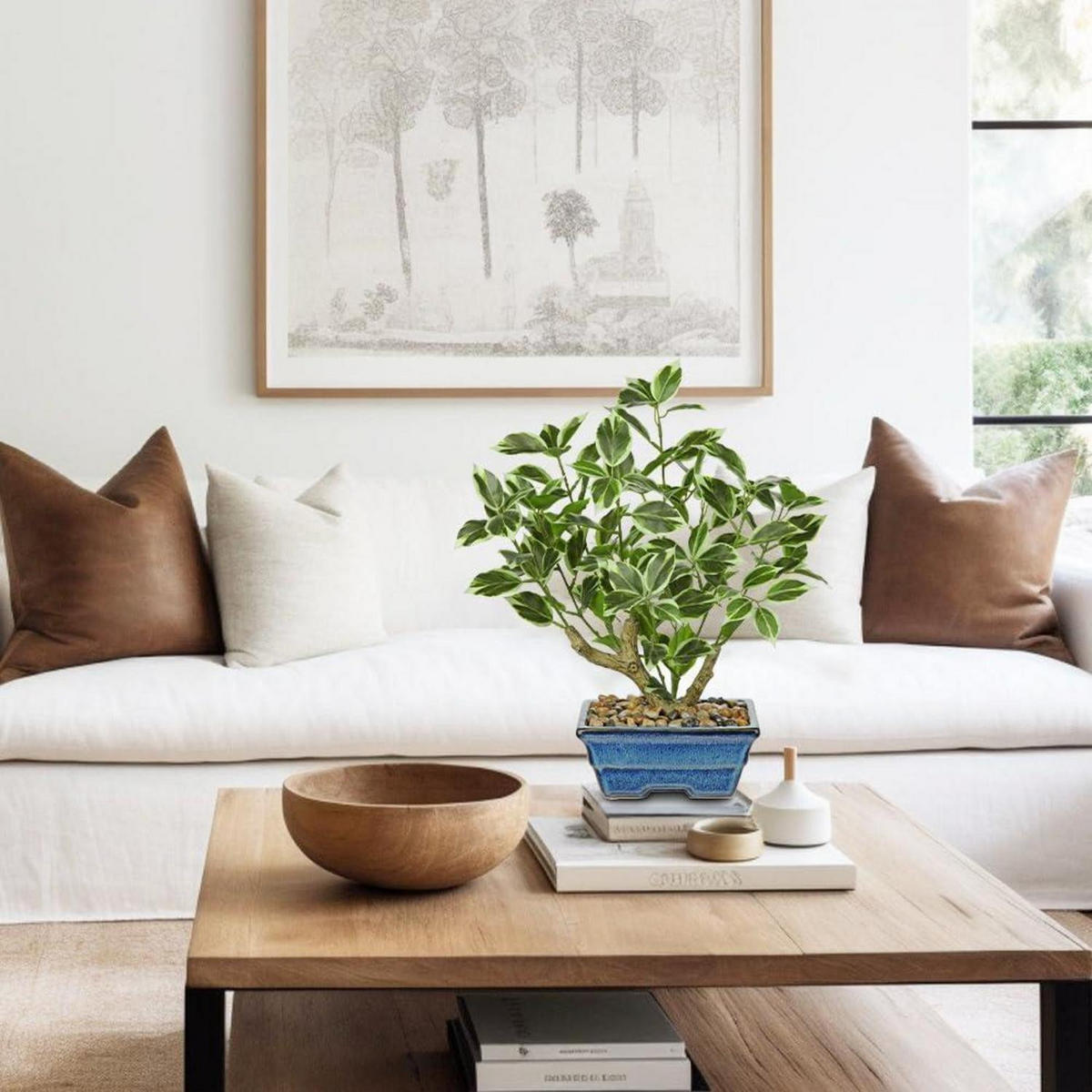 KUNSTPFLANZE Ficus 39 cm Blau - Blau, Kunststoff (39cm)