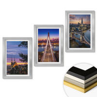 WANDBILDER 3er Set - 20x30 cm Silberner Rahmen - Ausblicke auf Brücken und Sonnenuntergänge - Silberfarben, Kunststoff (20/30cm) - ArtPrintCave