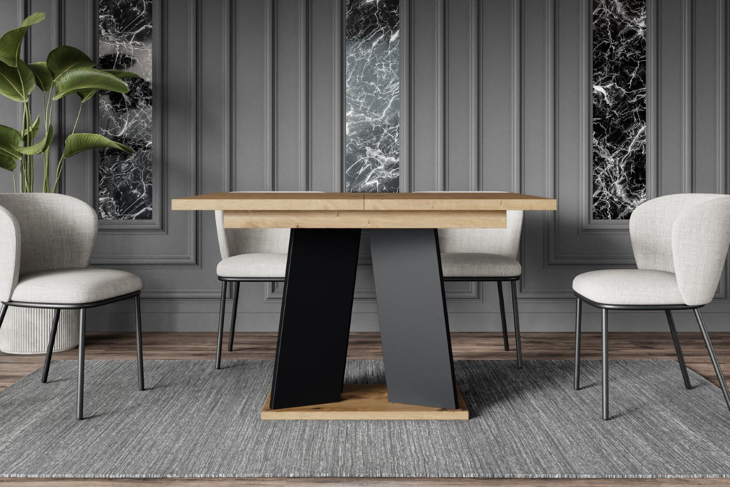 ESSTISCH ausziehbar 120 -160x90x75 cm - Artisan Eiche Optik/Schwarz- UFOM - Eichefarben, Holzwerkstoff (120/90/75cm) - ALTDECOR