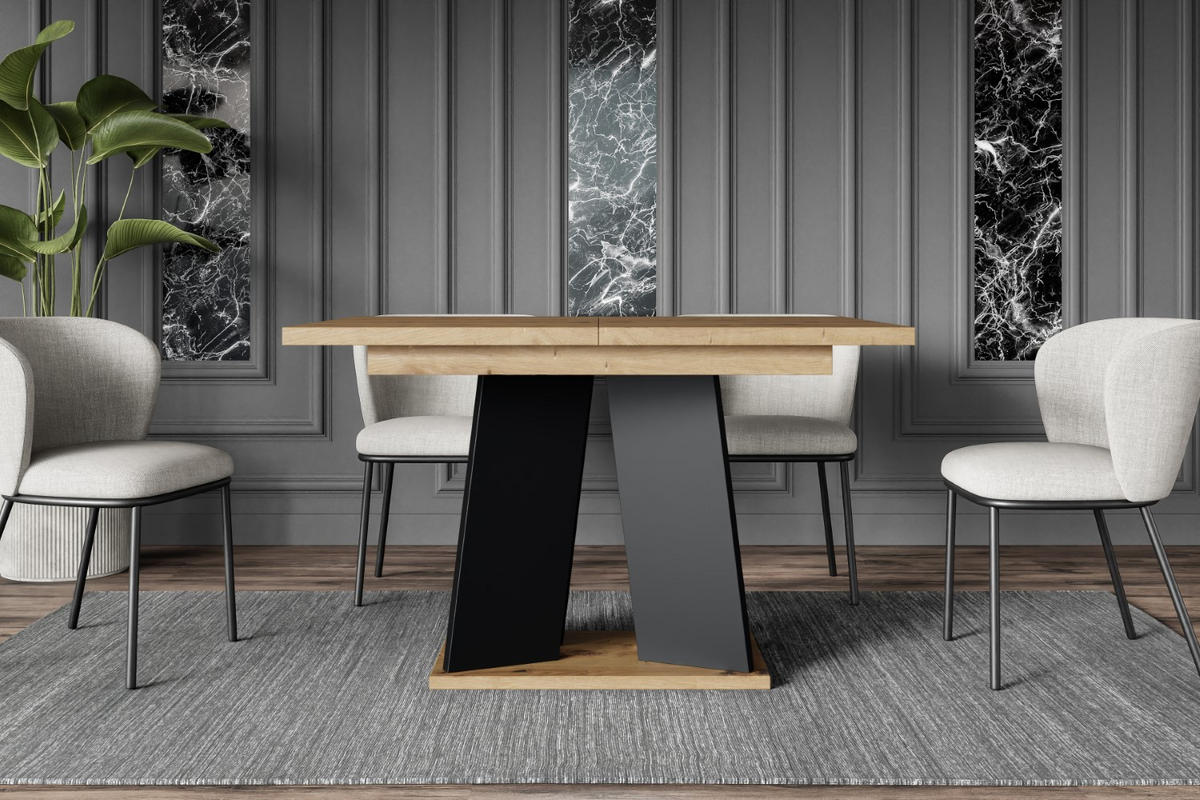 ESSTISCH ausziehbar 120 -160x90x75 cm - Artisan Eiche Optik/Schwarz- UFOM - Eichefarben, Holzwerkstoff (120/90/75cm) - ALTDECOR