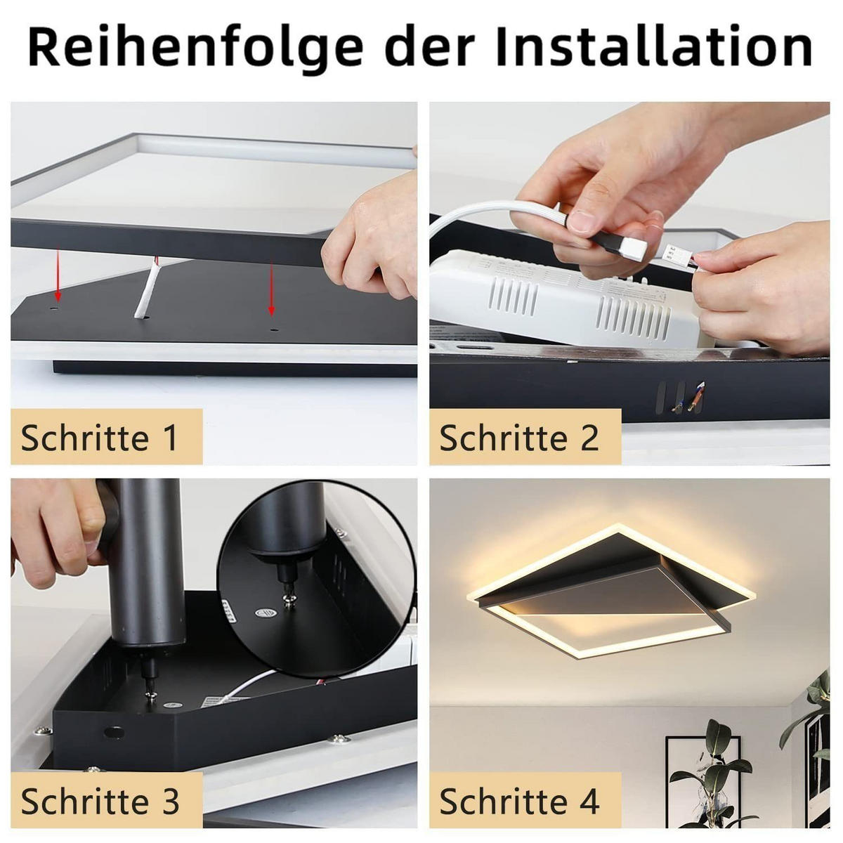LED-DECKENLEUCHTE Alexander 35/35/5.5 cm - Schwarz, Metall (35/35/5.5cm) - Nettlife