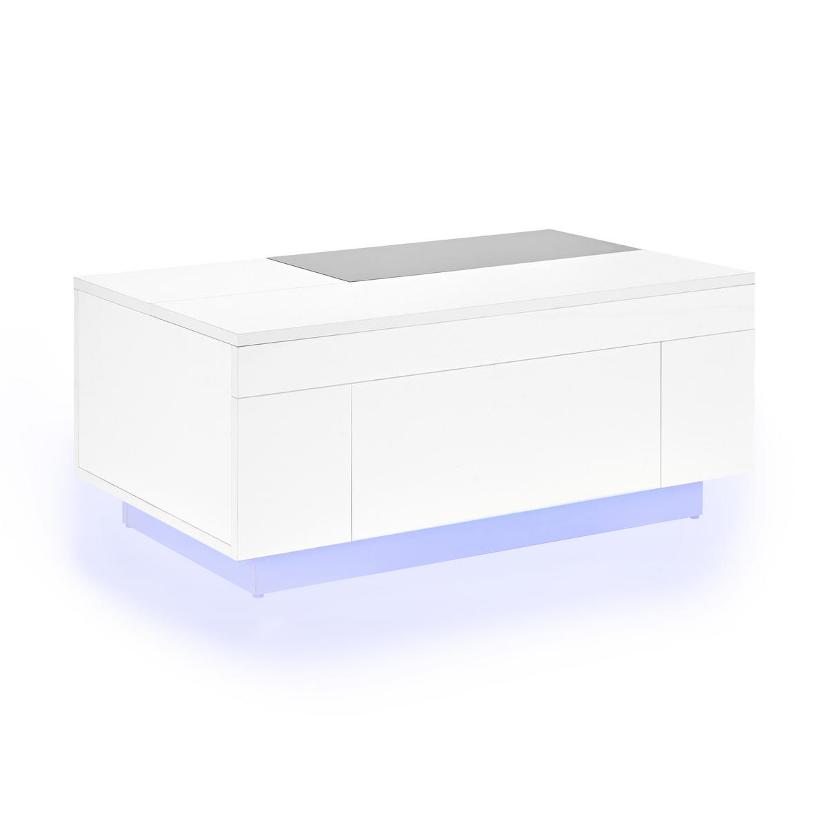 COUCHTISCH 80/50/35.5 cm weiß mit ausziehbarer Tischplatte und LED-Beleuchtung - Weiß, Holzwerkstoff (80/50/35.5cm) - OKWISH