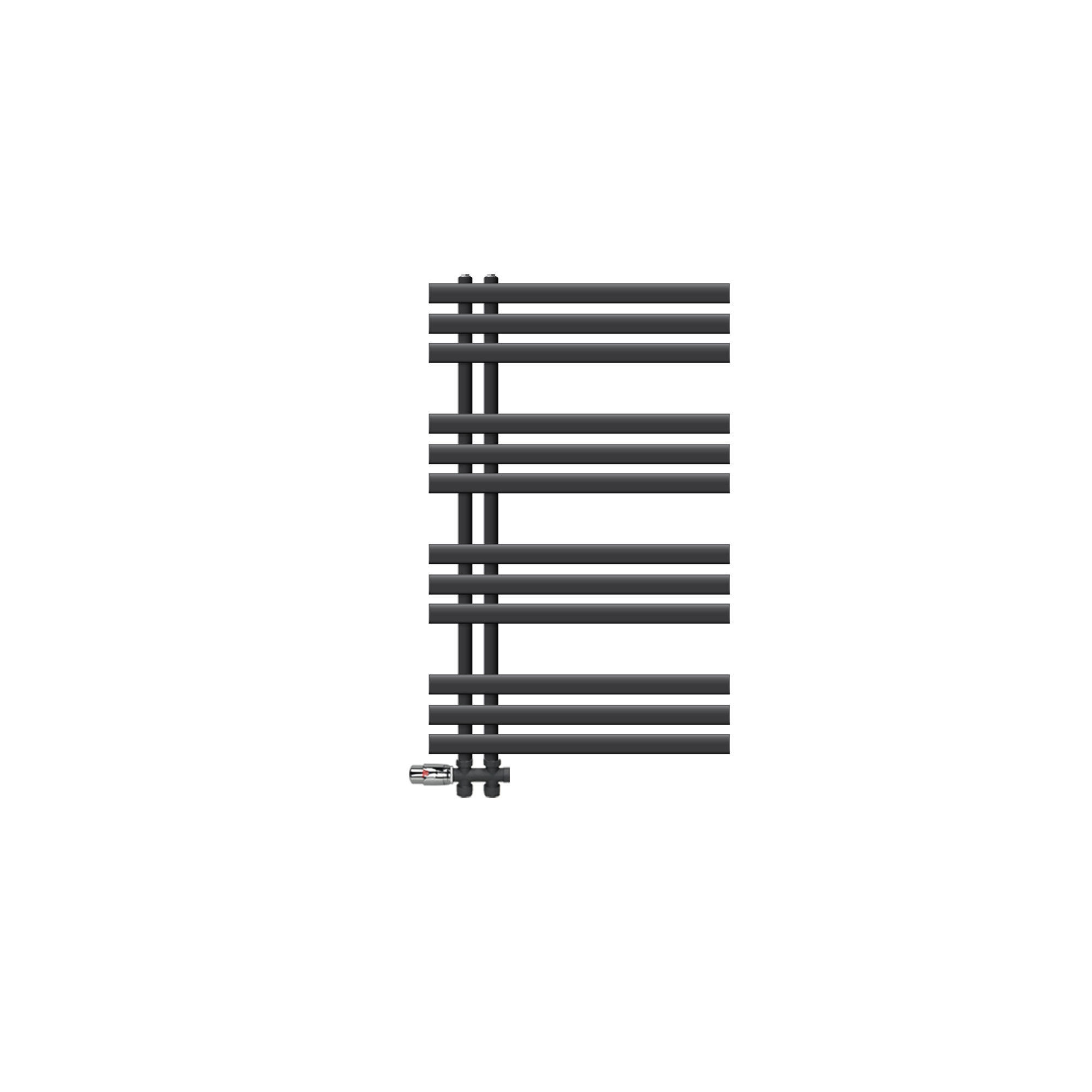 BADHEIZKÖRPER Iron EM 600x1000 mm Anthrazit mit Ventil Durchgang - Anthrazit, Metall (60/100/3cm) - LuxeBath