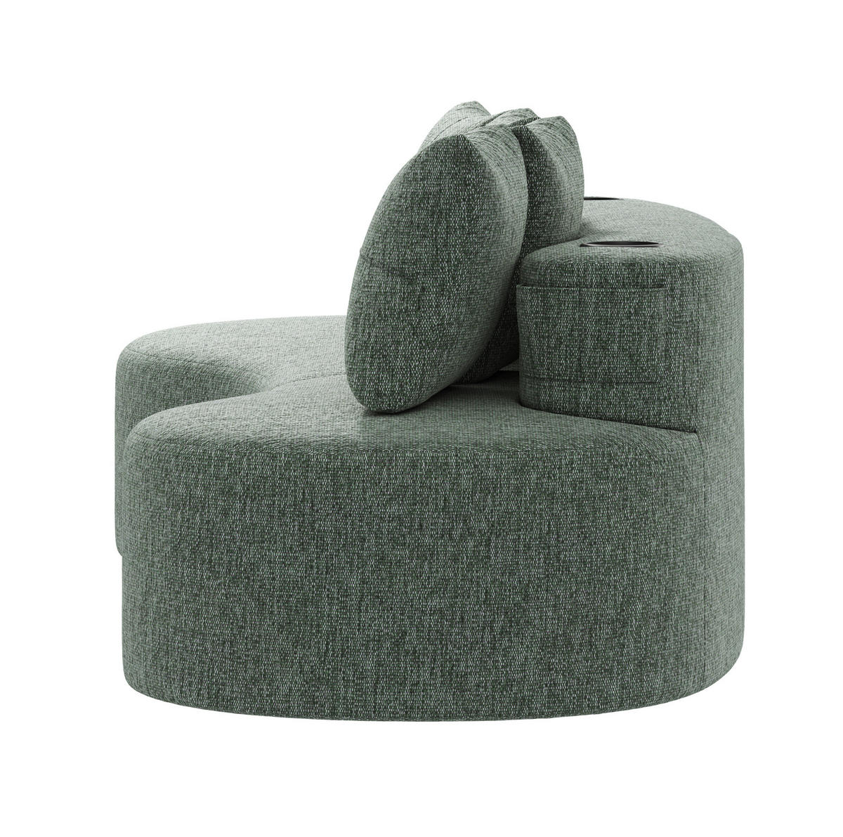 SOFA 240/109/60 cm aus Leinen mit Becherhaltern und Seitentaschen Grün - Grün, Textil (109/63/240cm) - Modenvie
