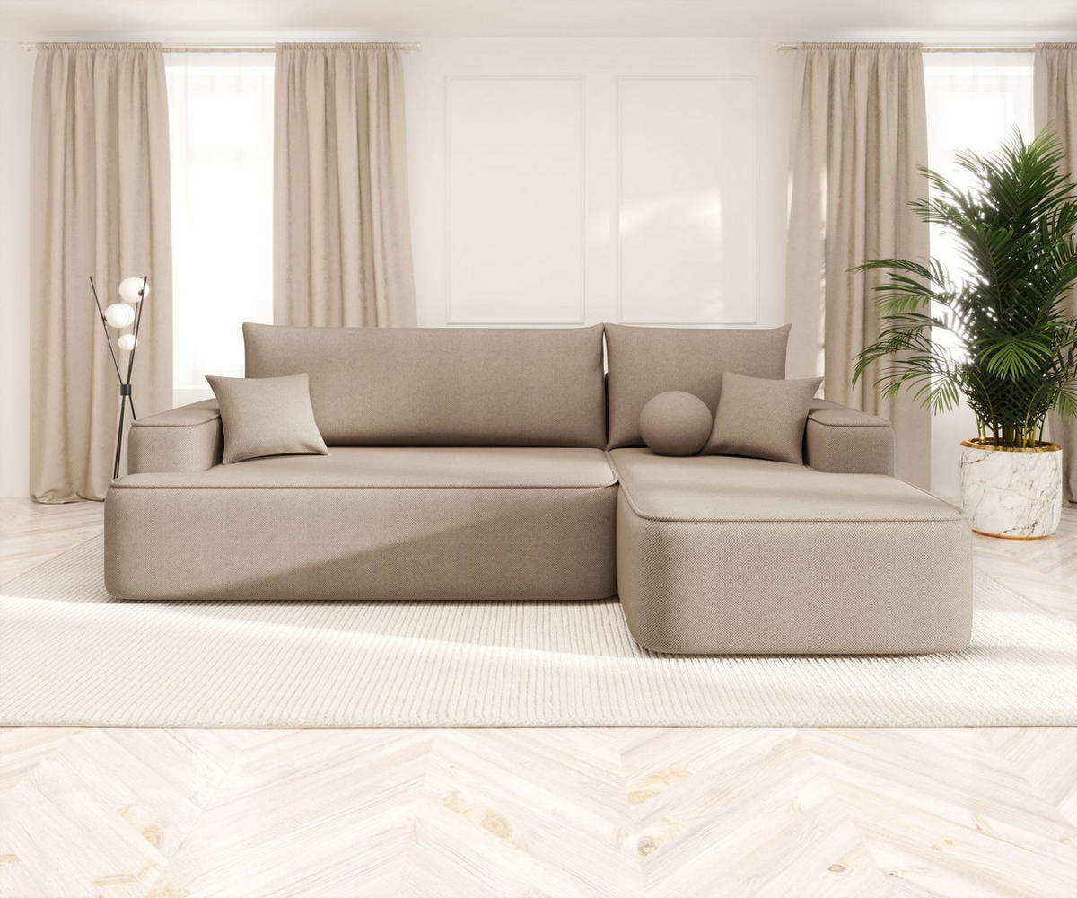 ECKSOFA mit Schlaffunktion FIGO Curio 15 Rechts - Beige, Textil (250/150cm) - Bedante