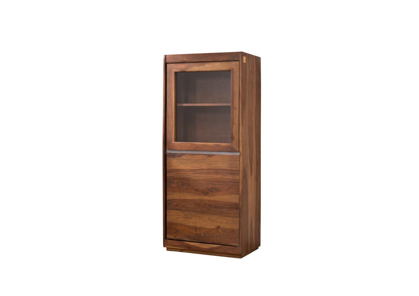 VITRINE Sheesham 63x40x147 noble unique lackiert SYDNEY #105 - Braun, Holz (63/147/40cm) - Massivmoebel24