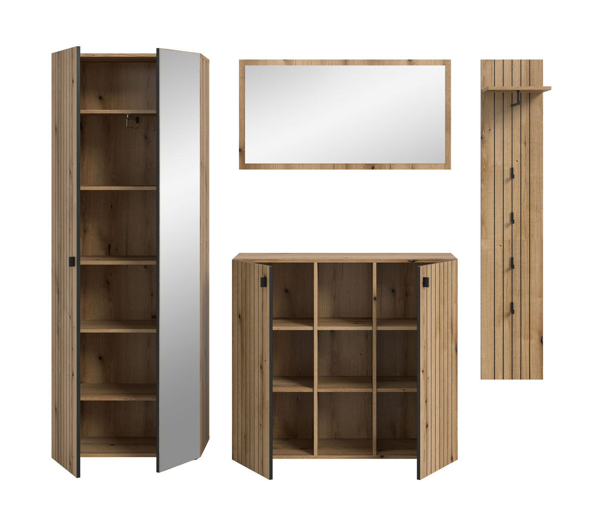 GARDEROBEN-SET STATION 4-tlg. (B/H/T: ca. 237/192/37 cm) in Evoke Oak Nachbildung/Evoke Oak Nachbildung - Eichefarben, Holzwerkstoff (237/192/37cm)