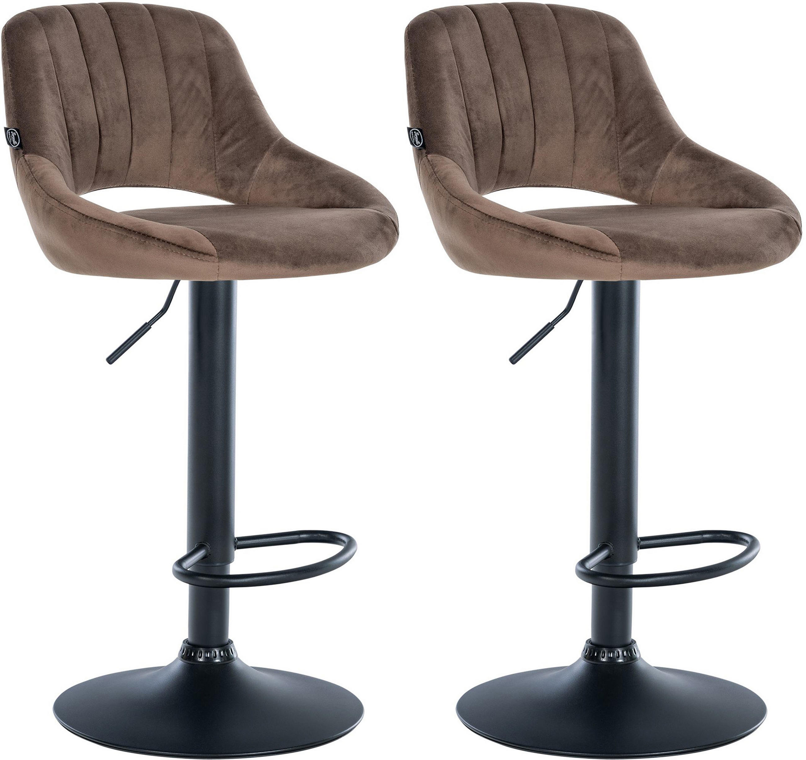 BARHOCKER 2er Set Milos Samt B braun - Schwarz/Braun, Textil/Metall (47/106/48cm) - TPFLiving