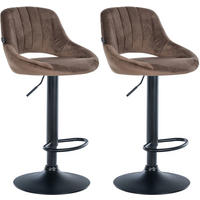 BARHOCKER 2er Set Milos Samt B braun - Schwarz/Braun, Textil/Metall (47/106/48cm) - TPFLiving