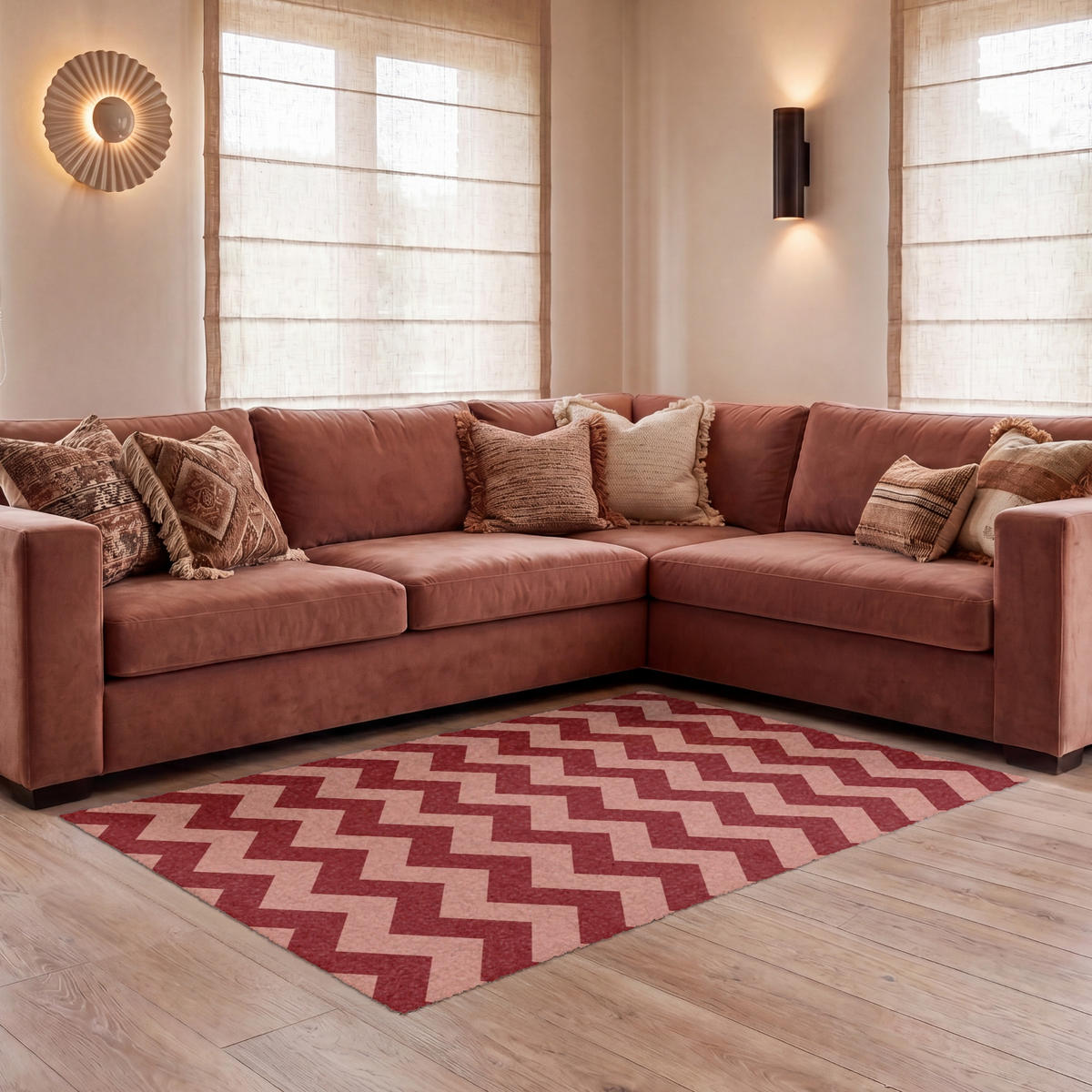 TEPPICH - Zickzack - Streifen - Muster - Rot - 150x90 cm - Rot, Kunststoff/Textil (150/0.4cm) - OnlyWow