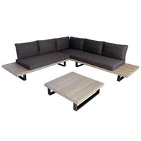 GARTEN-GARNITUR Grau Polster Dunkelgrau - Grau, Holz - PROREGAL