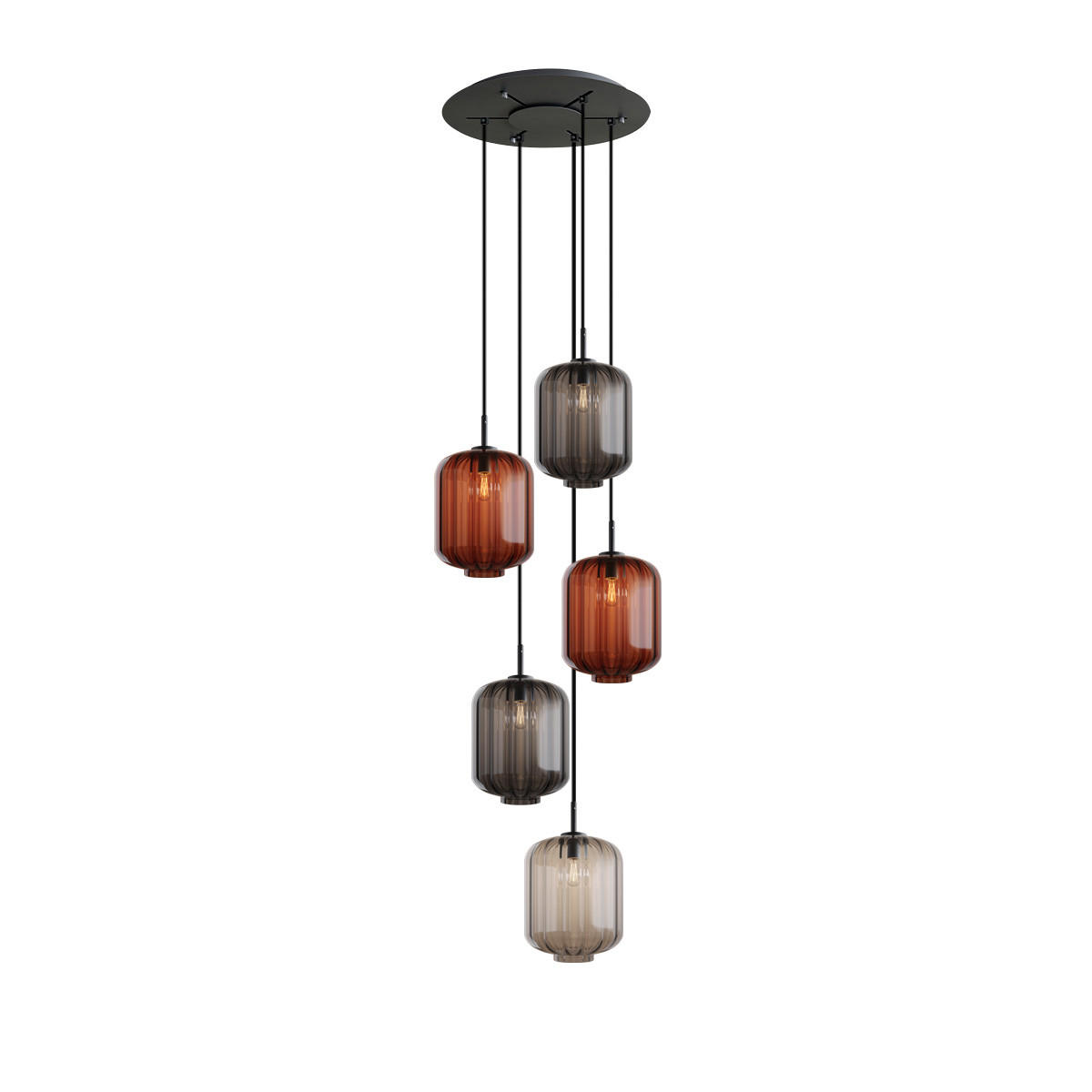GALERIELEUCHTE Velo 5-flammig Mehrfarbig Ø 25cm - Multicolor/Schwarz, Glas (25/25/27cm) - s.luce