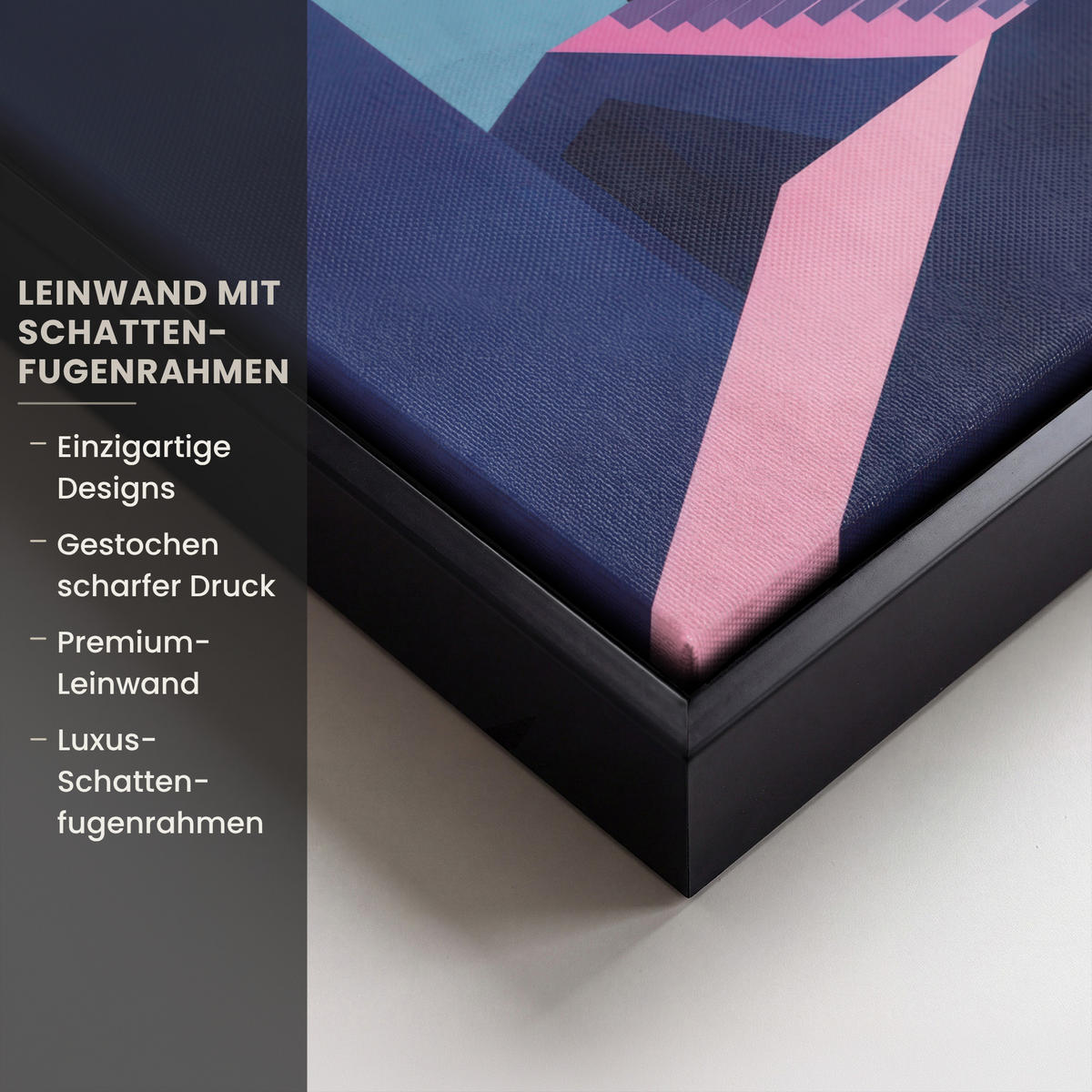 LEINWAND Bilder mit Rahmen - Katze - Treppe - Gebäude - Schattenkontraste - 20x20 - Dunkelblau, Textil (20/20cm) - MuchoWow