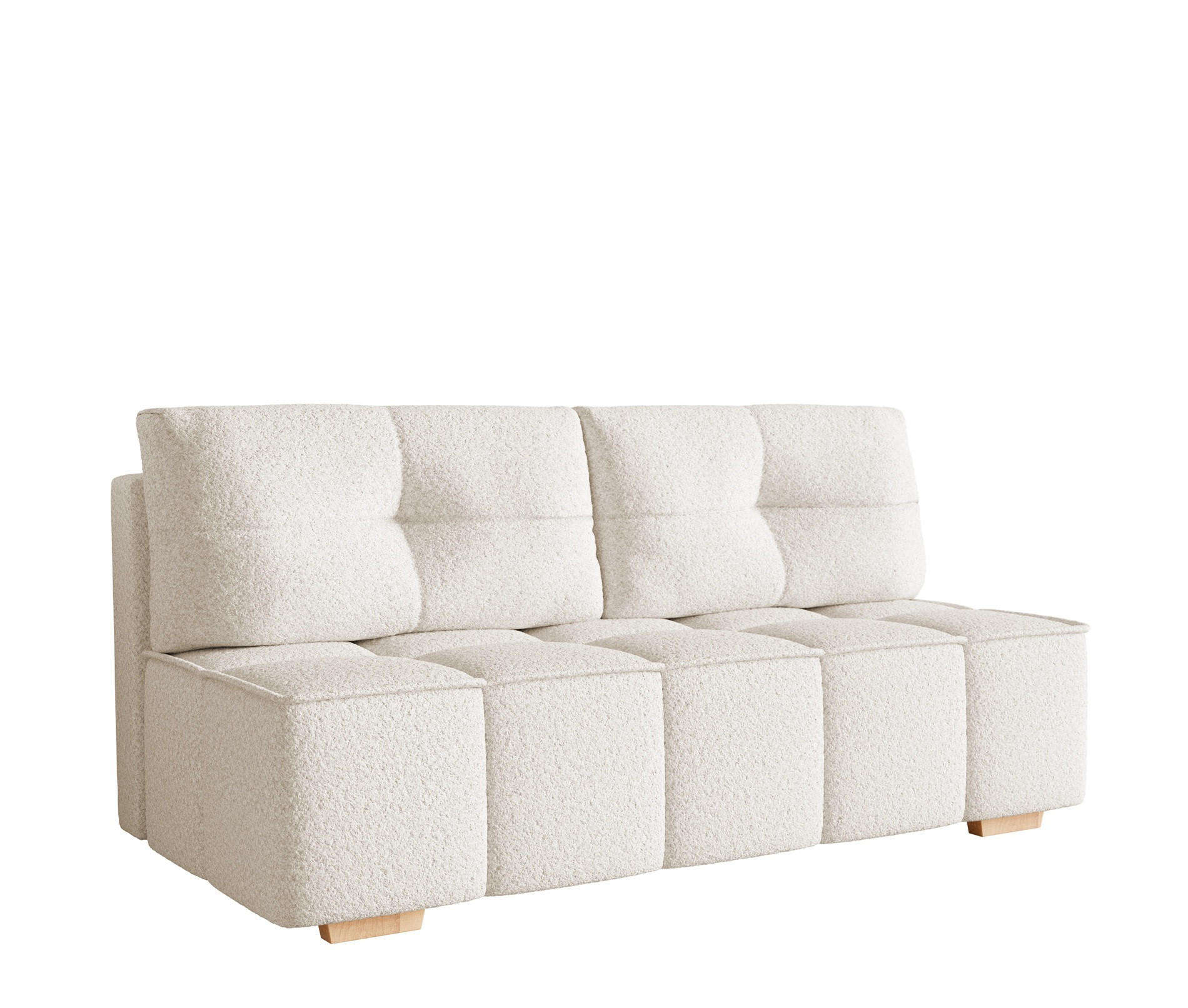 SOFA Creme LORA Ausziehbar Ohne Armlehnen Boucle - Ecru, Textil (196/90/85cm) - Sepro Meble