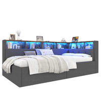 POLSTERBETT 90/200 cm Grau aus Leinen mit Stauraum - Grau, Textil (90/200cm) - OKMYHOME
